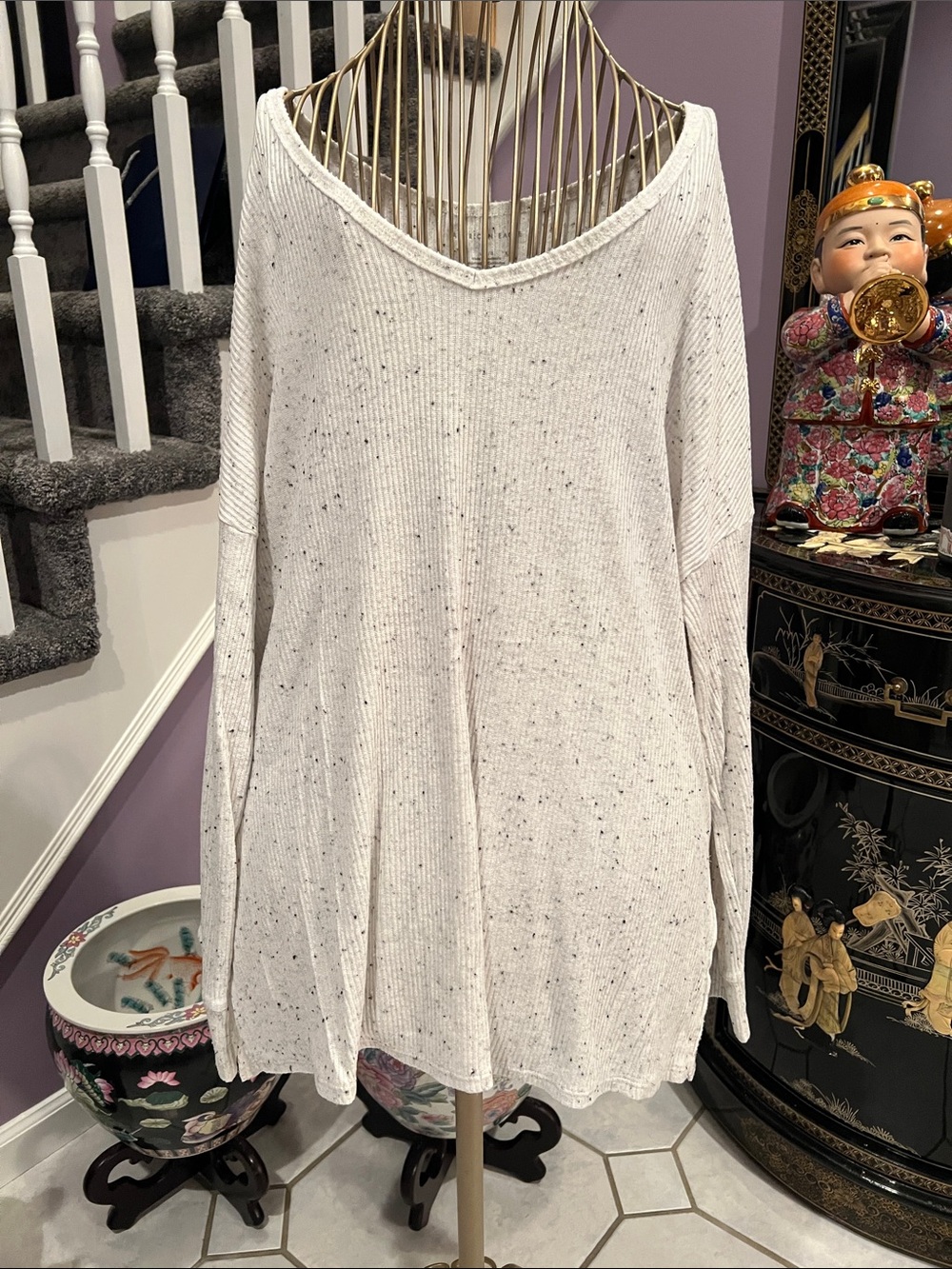 American Eagle Outfitters white Ribbed Scoop Tank